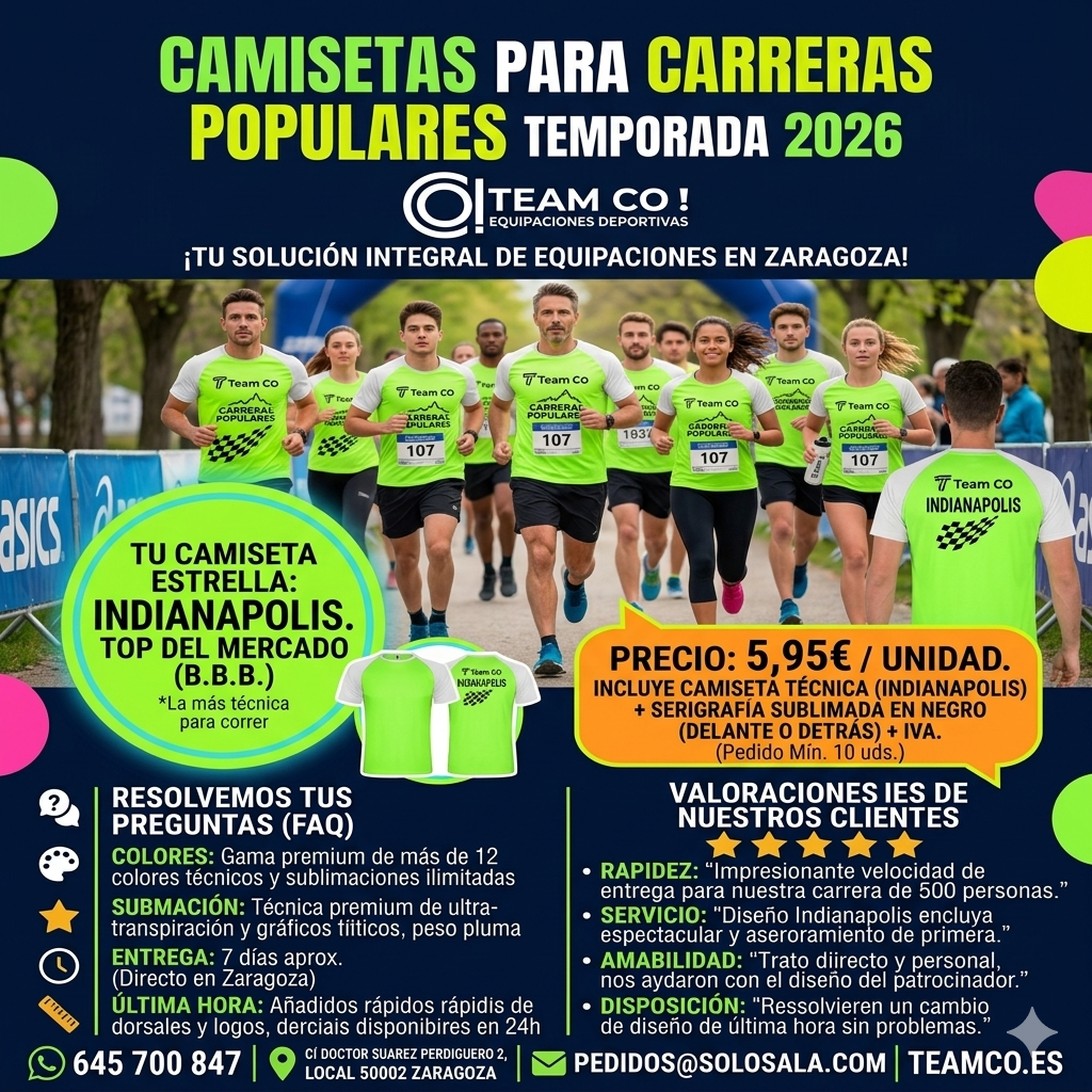 camisetas carreras populares 2026 en zaragoza team co
