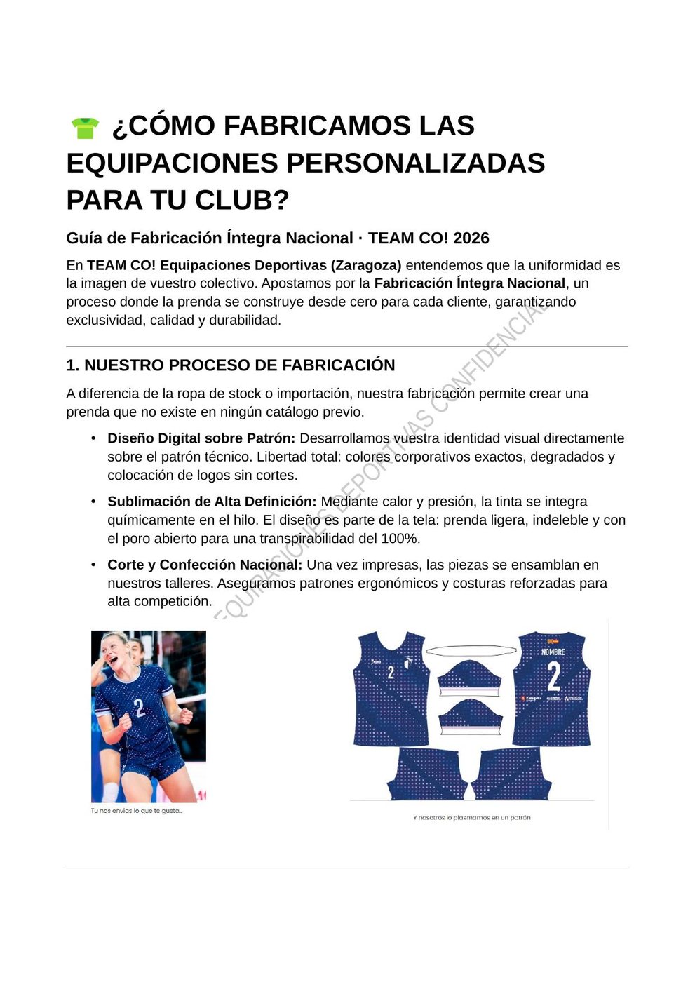 Portada del dosier de sublimación y personalización TEAM CO