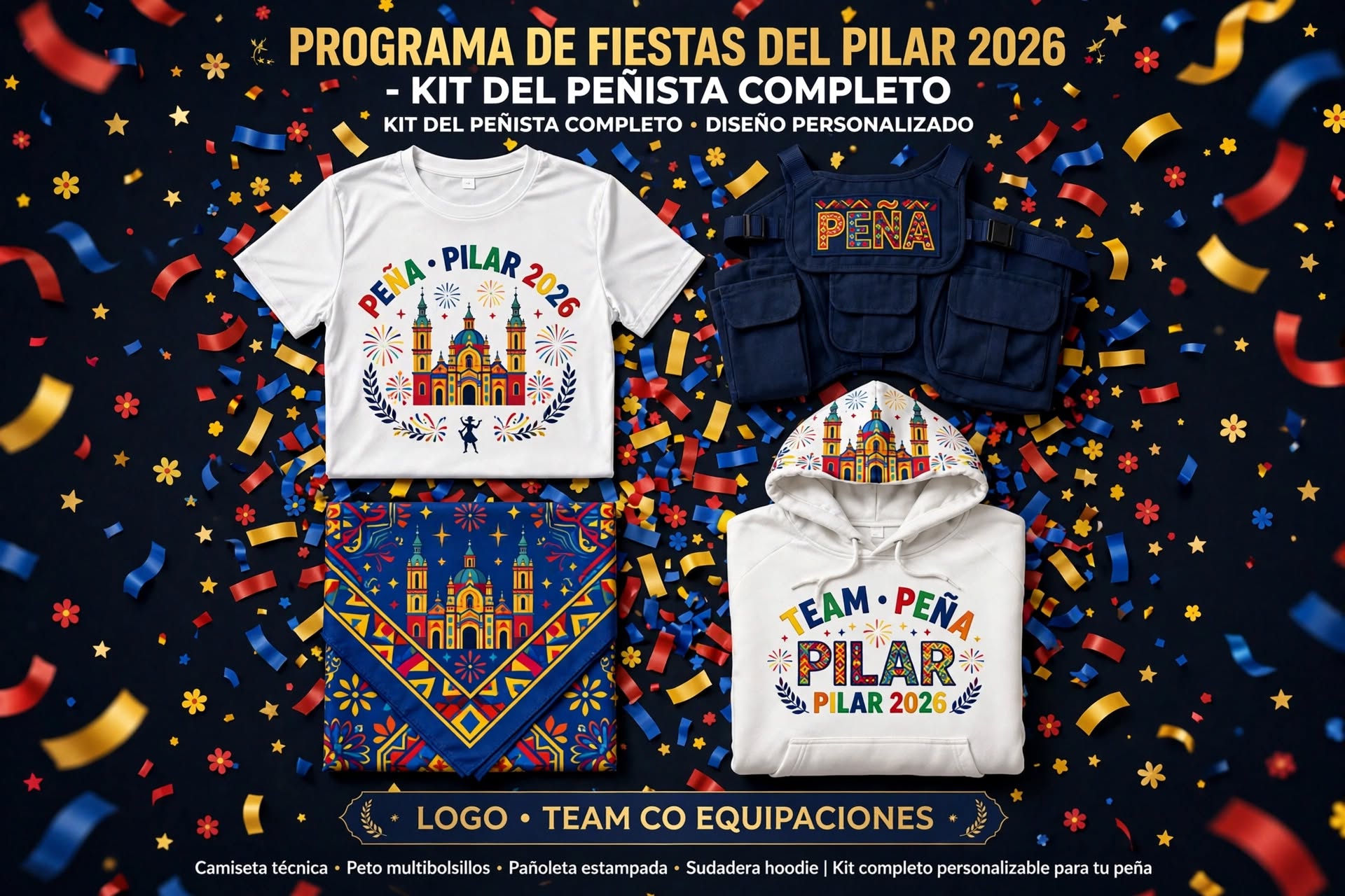 Camisetas de Peñas FIestas del PIlar en Zaragoza
